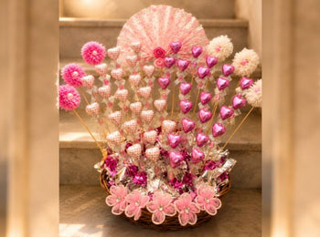 Pink Heart Chocolate Basket
