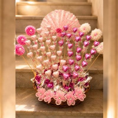 Pink Heart Chocolate Basket