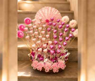 Pink Heart Chocolate Basket
